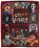 This is My Horror Movie Watching Blanket, Horror Character Icons Fleece Sherpa VPM Cozy Plush Fleece Blanket - 50x60