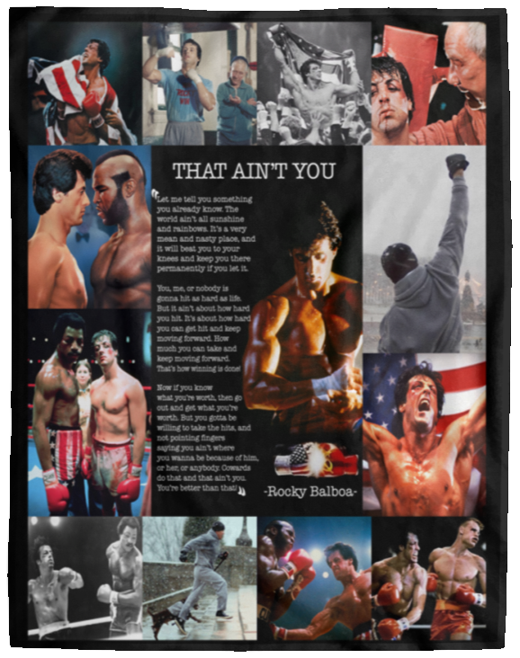 Rocky Balboa Blanket, Rocky Balboa Quotes Fleece, Sherpa Blanket VPL Cozy Plush Fleece Blanket - 60x80