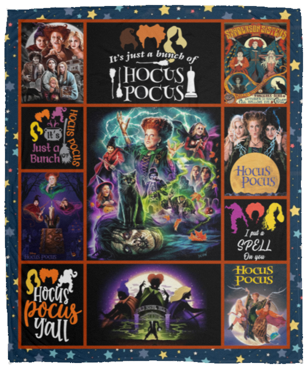 Hocus Pocus Blanket, Halloween Flannel Fleece, Sherpa Blanket Gift for Halloween VPM Cozy Plush Fleece Blanket - 50x60
