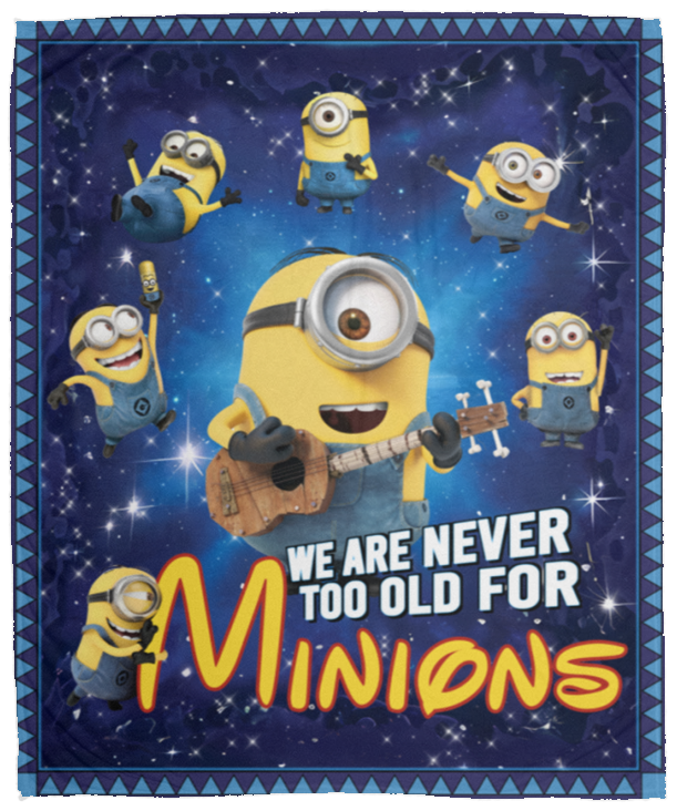 Minions Blanket, We Are Never Too Old For Minions Despicable Me Fleece, Sherpa VPM Cozy Plush Fleece Blanket - 50x60