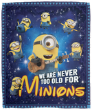 Minions Blanket, We Are Never Too Old For Minions Despicable Me Fleece, Sherpa VPM Cozy Plush Fleece Blanket - 50x60