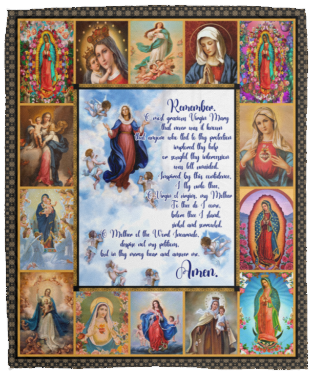 Mary Mother Of Jesus Quilt, Fleece Sherpa Blanket, Gift Ideas for Prayers VPM Cozy Plush Fleece Blanket - 50x60