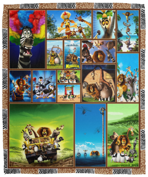 Madagascar Movies Blanket, Madagascar 3D Fleece, Sherpa Blanket VPM Cozy Plush Fleece Blanket - 50x60