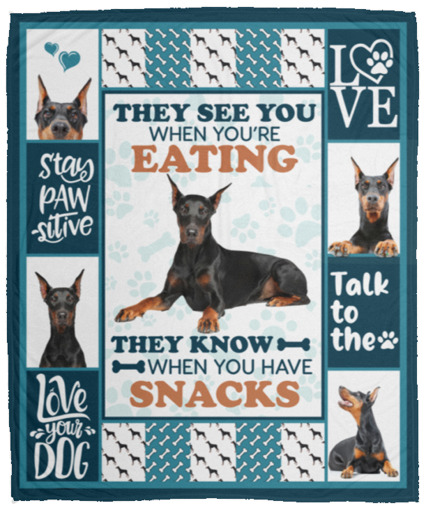 Doberman Blanket, I Love Doberman Fleece, Sherpa Blanket Super Cozy VPM Cozy Plush Fleece Blanket - 50x60