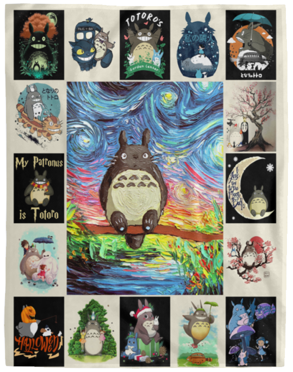 Totoro Blanket, Totoro Lover Fleece, Sherpa Blanket - VPL Cozy Plush Fleece Blanket - 60x80