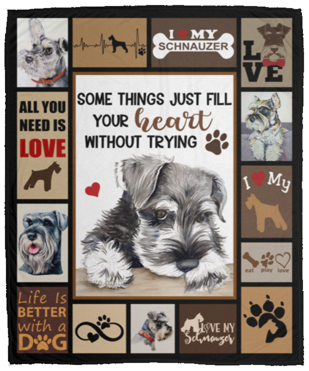 Schnauzer Dog Blankets, Schnauzer Dog Fleece Sherpa, Birthday Cute Puppy Gifts VPM Cozy Plush Fleece Blanket - 50x60