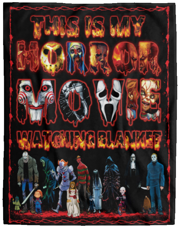 This is My Horror Movie Watching Blanket, This is My Horror Movie Blanket, Halloween Blanket Gift, Scary Movie Blanket, Horror Blanket Gifts for Halloween, Christmas Blankets V1 (60x80 inch) - VPL Cozy Plush Fleece Blanket - 60x80
