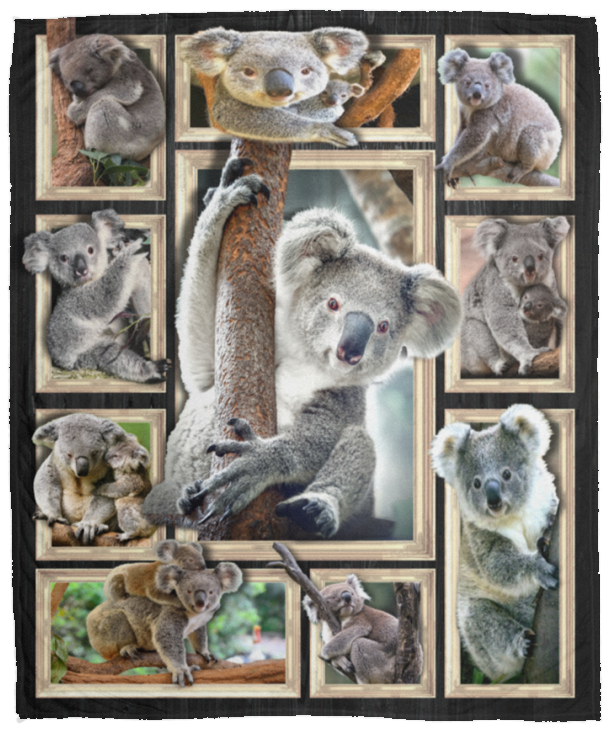 Koala Blanket, Koala 3D Fleece, Sherpa Blanket, Koala Lover Gift Ideas - VPM Cozy Plush Fleece Blanket - 50x60