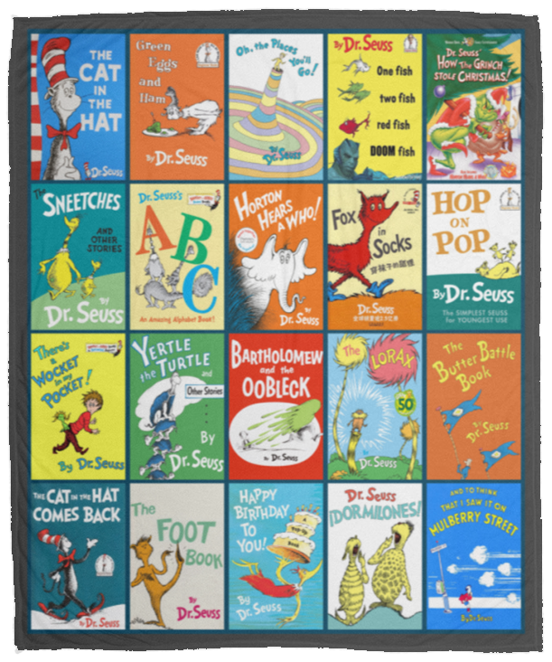 Dr. Seuss Books Blanket, Dr Seuss Books, Dr.Seuss Book, Cat in the Hat Blankets VPM Cozy Plush Fleece Blanket - 50x60
