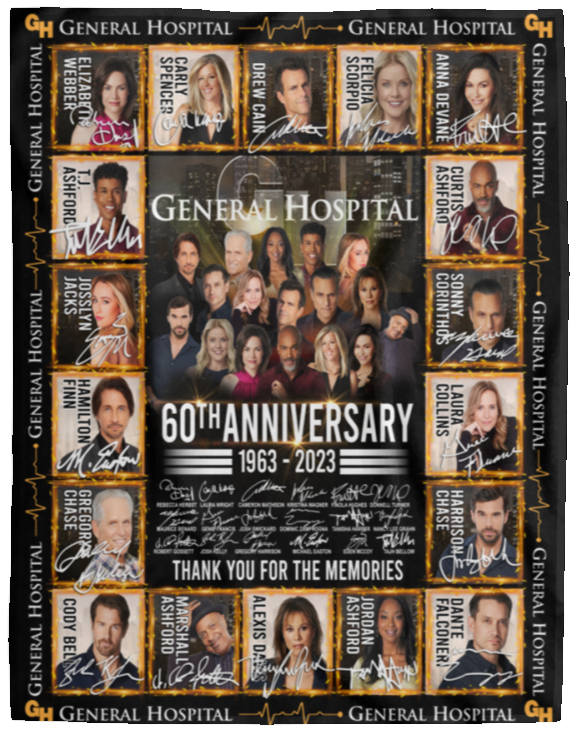 General Hospital Blankets, General Hospital 60th Anniversary Fleece, Sherpa VPL Cozy Plush Fleece Blanket - 60x80