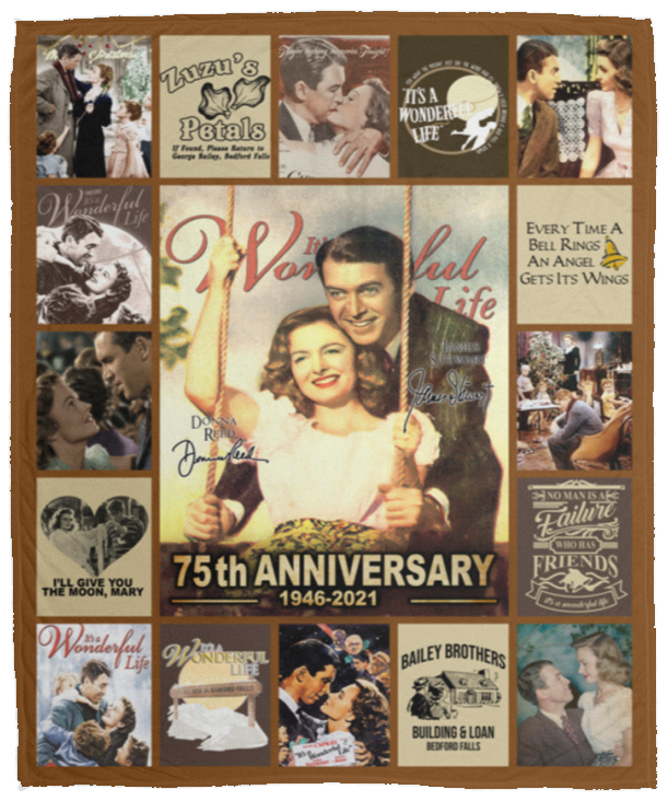 It’s a Wonderful Life 75th anniversary Fleece Blanket, Merry Christmas Blanket VPM Cozy Plush Fleece Blanket - 50x60