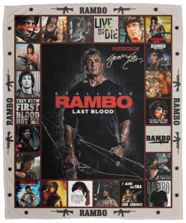 Rambo Blanket, Rambo Movies Fleece, Sherpa Blanket Soft and Cozy Luxury VPM Cozy Plush Fleece Blanket - 50x60