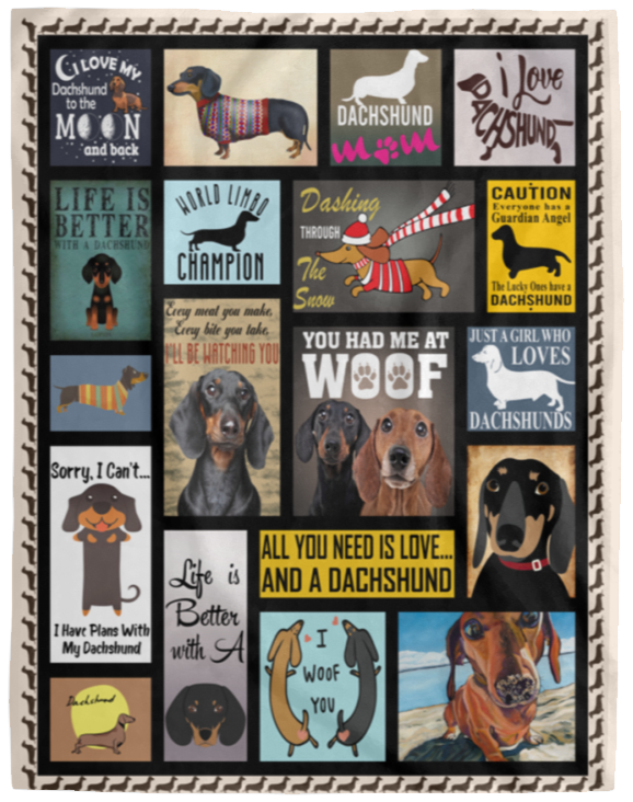 Dachshund Blanket, Gifts for Kids, Adults Dog Lovers Fleece, Sherpa Blanket VPL Cozy Plush Fleece Blanket - 60x80