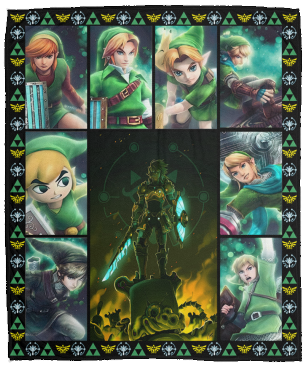 The Legend of Zelda Blanket, Evolution of Link Fleece, Sherpa Blanket - VPM Cozy Plush Fleece Blanket - 50x60