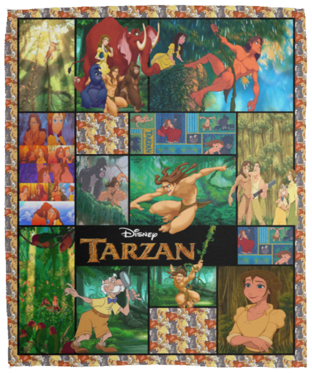 Tarzan Blankets, Tarzan 3D and Jane Fleece, Sherpa Blanket Soft and Cozy VPM Cozy Plush Fleece Blanket - 50x60
