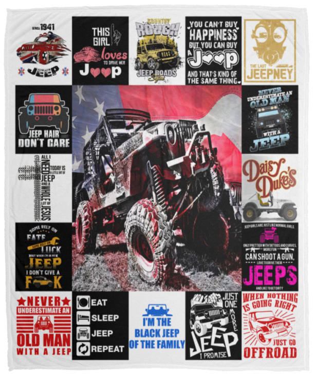 Black Jeep Blanket, Jeep 80th Anniversary Fleece, Sherpa Blanket VPM Cozy Plush Fleece Blanket - 50x60