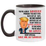 Beekind Brother Coffee Mug, Trump Mug for Brother, Funny Trump Gift for Men for Birthday, Christmas, Valentine, You Are A Great Brother Mug. Fathers Day Novelty Funny Coffee Mug