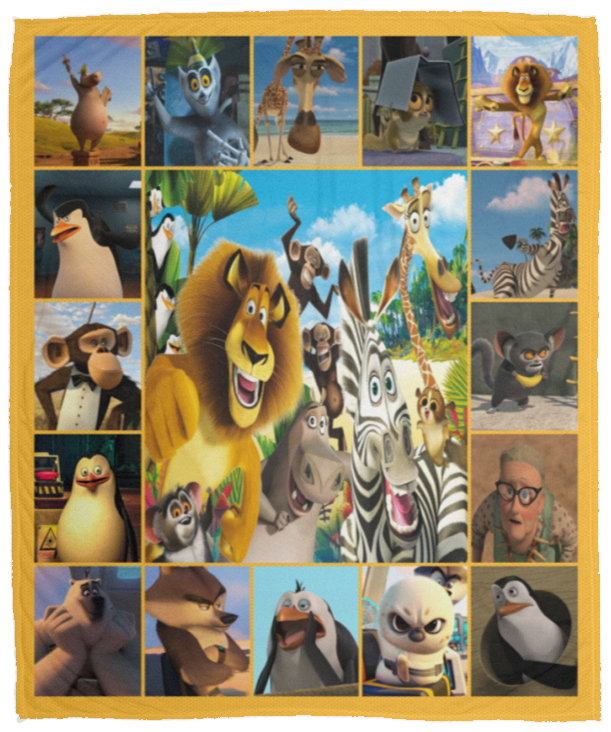 Madagascar Blanket, Madagascar Cartoon Movies Fleece, Sherpa Blanket VPM Cozy Plush Fleece Blanket - 50x60