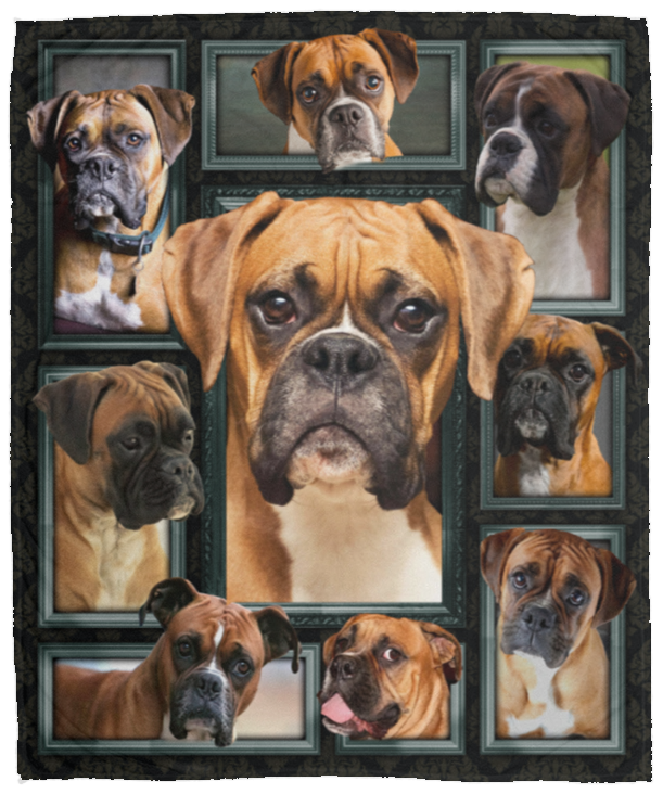 Boxer Dog Blanket, 3D Boxer Fleece, Sherpa Blanket VPM Cozy Plush Fleece Blanket - 50x60