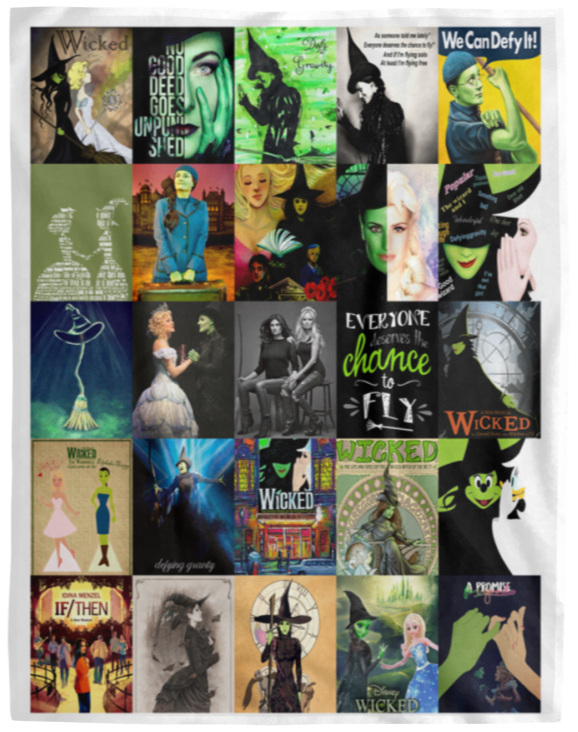 Wicked Blanket, Wicked the Musical on Broadway Fleece Sherpa Blanket Gifts VPL Cozy Plush Fleece Blanket - 60x80