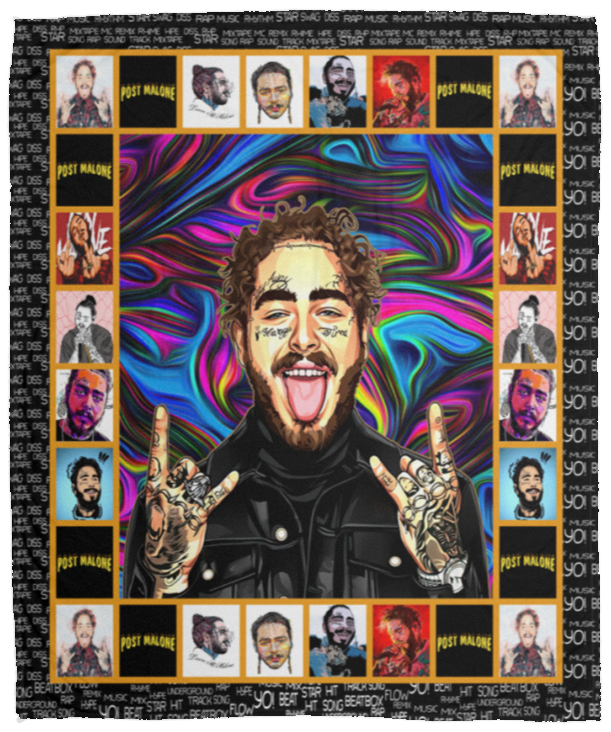 Post Malone Collection Blanket, Post Malone Fleece, Sherpa Blanket VPM Cozy Plush Fleece Blanket - 50x60