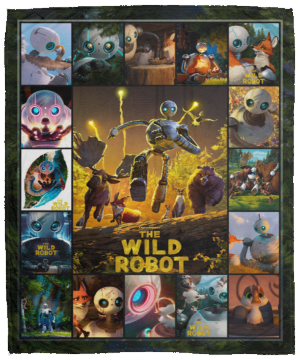 The Wild Robot Blankets, The Wild Robot Cartoon Movies Fleece, Sherpa Blanket VPM Cozy Plush Fleece Blanket - 50x60