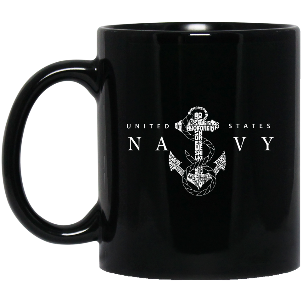 US NAVY LOGO Mug US NAVY Coffee Mug Funny Gift Black Mug Navy Veteran - BM11OZ 11 oz. Black Mug