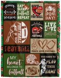 Football Blanket, Live Love Football Quilt, Fleece Sherpa, Birthday Gift Ideas - VPL Cozy Plush Fleece Blanket - 60x80