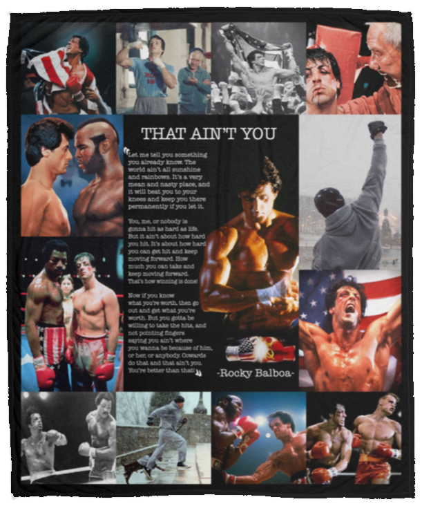 Rocky Balboa Blanket, Rocky Balboa Quotes Fleece, Sherpa Blanket VPM Cozy Plush Fleece Blanket - 50x60