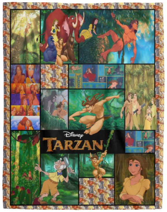 Tarzan Blankets, Tarzan 3D and Jane Quilt, Fleece Sherpa, Blanket Soft and Cozy VPL Cozy Plush Fleece Blanket - 60x80