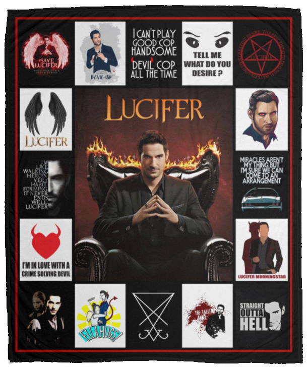 Lucifer Blankets, The Fallen Angel Fleece Sherpa, Lucifer Morningstar Blankets - VPM Cozy Plush Fleece Blanket - 50x60