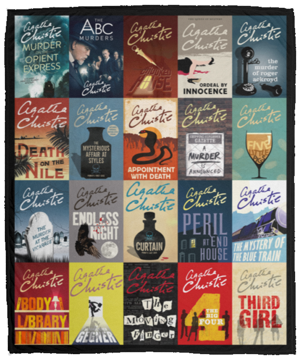 Agatha Christie Quilt, Agatha Christie Books Fleece, Sherpa Blanket VPM Cozy Plush Fleece Blanket - 50x60