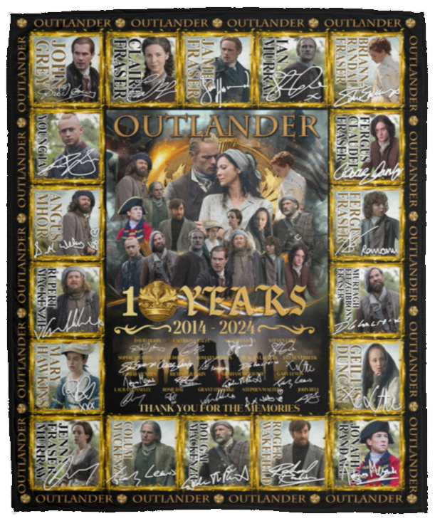 Outlander Blanket, Outlander 10 Years 2014 2024 Fleece Sherpa Blanket VPM Cozy Plush Fleece Blanket - 50x60
