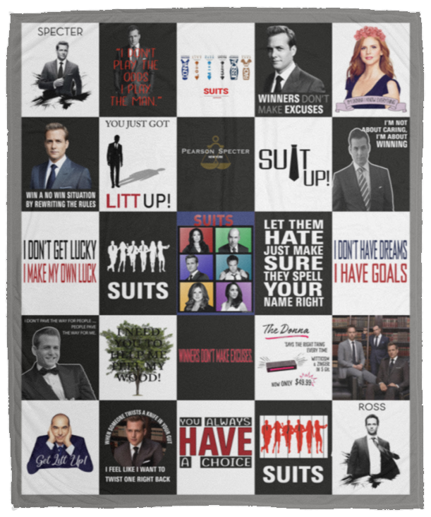 Suits Blanket, Suits TV Series Fleece, Sherpa Blanket VPM Cozy Plush Fleece Blanket - 50x60