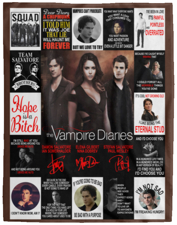 The Vampire Diaries Blankets, The Vampire Diaries TV Series Fleece, Sherpa VPL Cozy Plush Fleece Blanket - 60x80