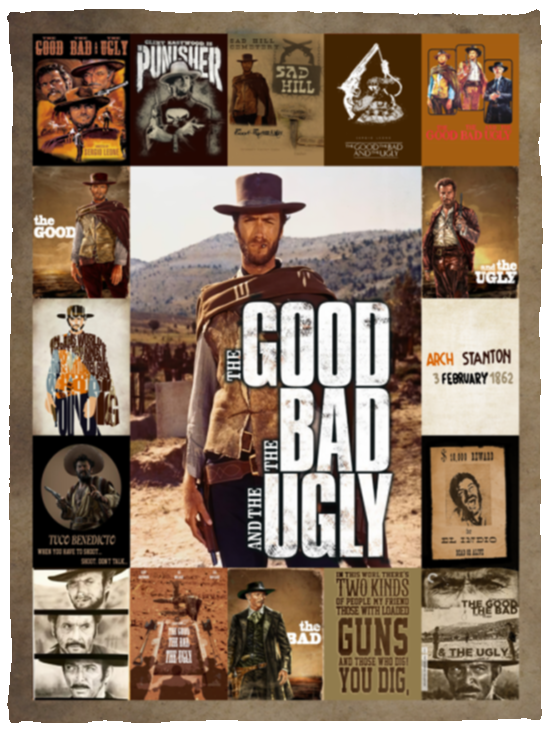 The Good The Bad And The Ugly Blankets, Clint Eastwood Quilt, Fleece Sherpa VPS Cozy Plush Fleece Blanket - 30x40