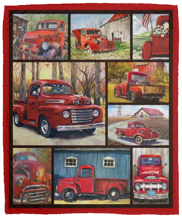 Native Girl, Red Pickup Truck Blankets, Native Tribes Quilt, Fleece Sherpa VPM Cozy Plush Fleece Blanket - 50x60