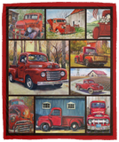 Native Girl, Red Pickup Truck Blankets, Native Tribes Quilt, Fleece Sherpa VPM Cozy Plush Fleece Blanket - 50x60