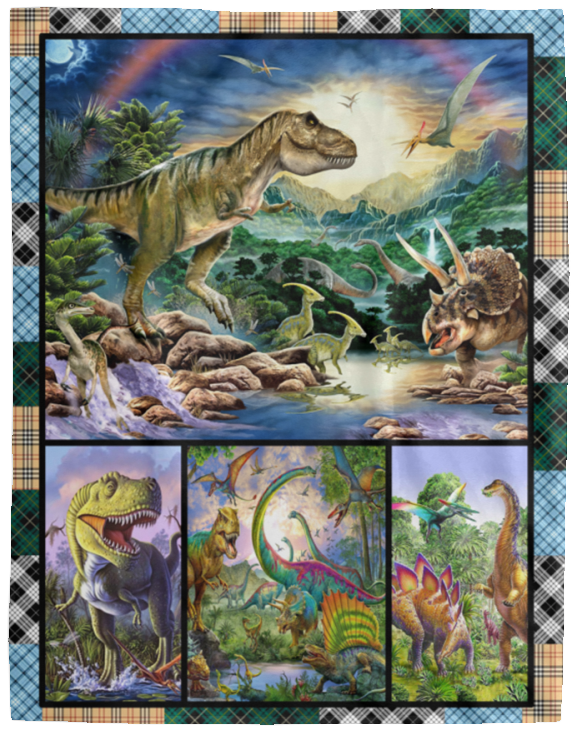 Dinosaurs 3D Blanket, Dinosaur Park, Dinosaurs Theme Fleece, Sherpa Blanket - VPL Cozy Plush Fleece Blanket - 60x80