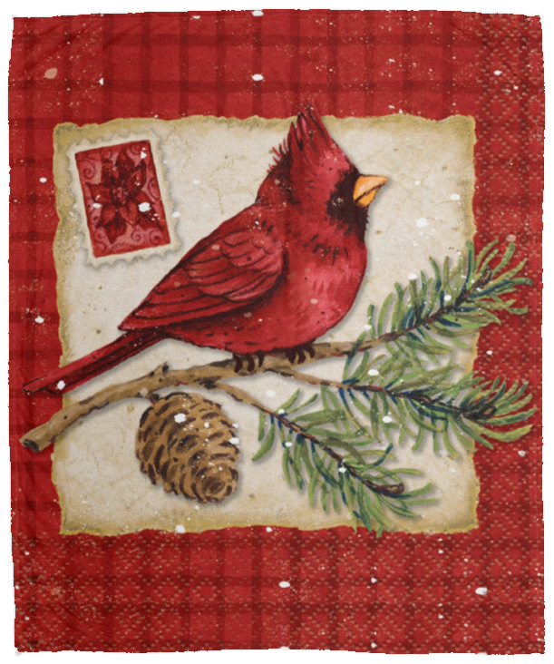 Cardinal Christmas Blanket, Merry Christmas Fleece, Sherpa Blanket - VPM Cozy Plush Fleece Blanket - 50x60