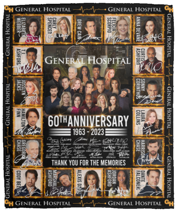 General Hospital Blankets, General Hospital 60th Anniversary Fleece, Sherpa VPM Cozy Plush Fleece Blanket - 50x60