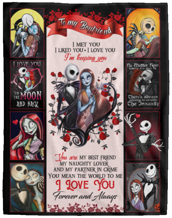The Nightmare Before Christmas Blanket, Jack Skellington Quilt, Fleece Sherpa ver2 VPL Cozy Plush Fleece Blanket - 60x80