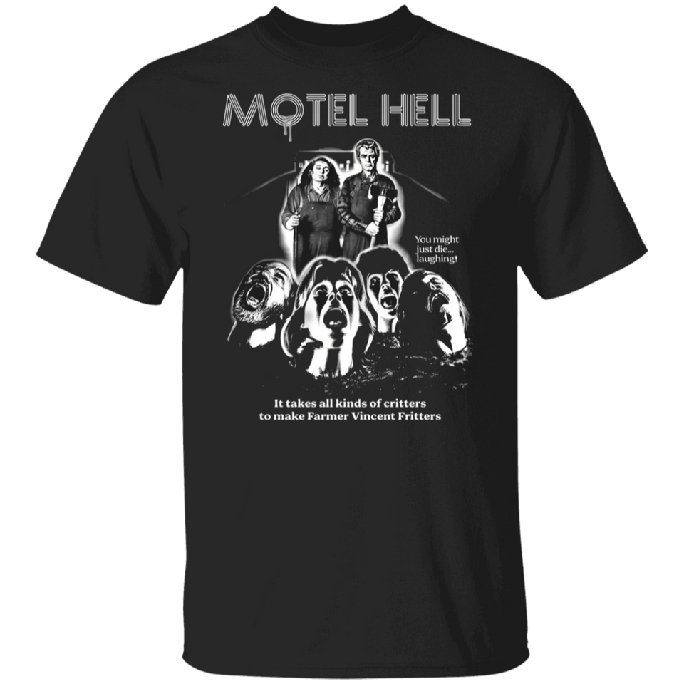 Motel Hell Movie T Shirt, Vintage Horror Film Printed Unisex Cotton Tee 9 (tk lai)G500 5.3 oz. T-Shirt