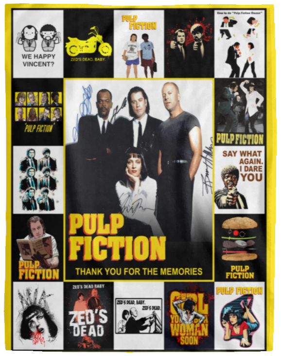 Pulp Fiction Blankets, Bad Mother F***ker Quilt, Fleece Sherpa, John Travolta VPL Cozy Plush Fleece Blanket - 60x80