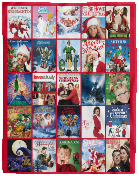 Christmas Movies Blanket, Christmas Movie Album Fleece, Sherpa Blanket - VPL Cozy Plush Fleece Blanket - 60x80