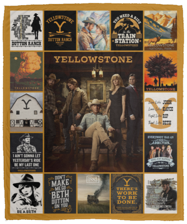 Yellowstone Dutton Ranch TV Series Blanket, Cowboys Fleece, Sherpa Blanket VPM Cozy Plush Fleece Blanket - 50x60