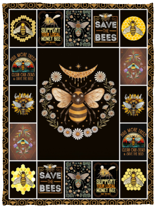 Bee Blanket Honey Bee Throw Blankets, Cozy Warm Animal Blanket Vintage Gifts - VPS Cozy Plush Fleece Blanket - 30x40