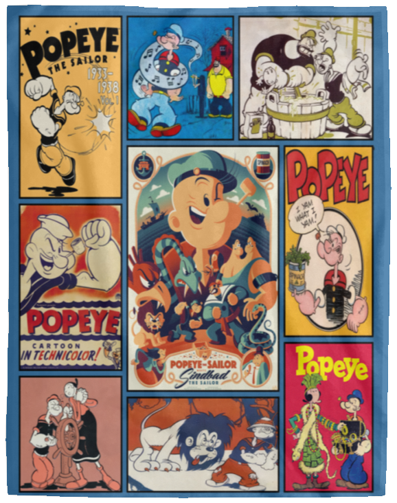 Popeye Blanket, Popeye the Sailor Cartoon Fleece, Sherpa Blanket Soft and Cozy VPL Cozy Plush Fleece Blanket - 60x80