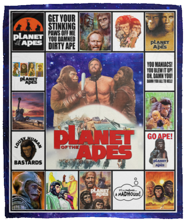 Planet Of The Apes Blankets, Planet Of The Apes Fleece Sherpa Blanket VPM Cozy Plush Fleece Blanket - 50x60