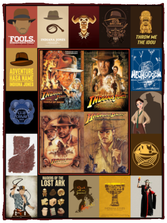 Indiana Jones Blanket, Throw Me The Idol Quilt, Fleece Sherpa, Gifts for Lovers - VPS Cozy Plush Fleece Blanket - 30x40